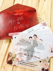 PB 097 - Thiệp cưới Họa tiết Hoa Hồng Đỏ sang trọng, tinh tế