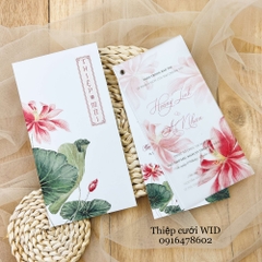 3 lá 332 - Thiệp hoa sen đỏ truyền thống