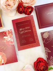 PB 228  - Thiệp Hoa Hồng Đỏ sẫm loang sang trọng