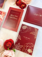 PB 228  - Thiệp Hoa Hồng Đỏ sẫm loang sang trọng