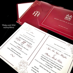 PB 361 - Thiệp đỏ truyền thống họa tiết Hoa Mẫu Đơn