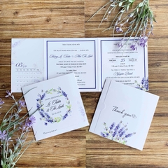 061 Vuông - Thiệp cưới Hoa Lavender sang trọng, hiện đại