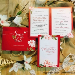 PB 081 - Thiệp đỏ kết hợp Hoa Mẫu Đơn sang trọng, tinh tế