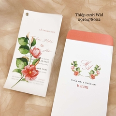 3 lá 365 - Thiệp hoa trà đỏ tinh tế