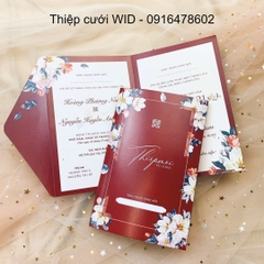 290 CN - Thiệp hoa trắng trên nền đỏ sang trọng huyền bí