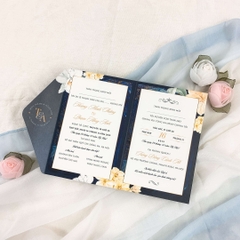 117 CN - Thiệp họa tiết hoa trên nền xanh đen huyền bí