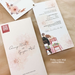 3 lá 291 - Thiệp hoa đào hồng chữ hỷ