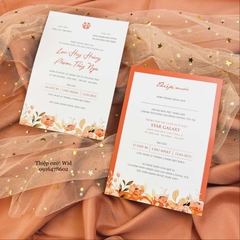 PB 420 - Thiệp hiện đại kết hợp họa tiết hoa mang sắc cam nổi bật