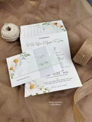Ngang 374 - Thiệp hoa lá tone xanh trắng