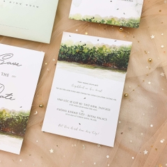 PB 297 - Thiệp hiện đại kết hợp họa tiết lá xanh