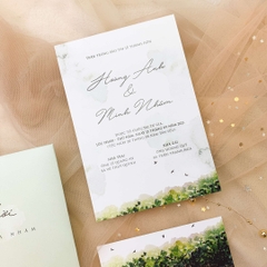 PB 297 - Thiệp hiện đại kết hợp họa tiết lá xanh