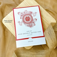 May 193 - Thiệp Đỏ Truyền thống Chim Công Uyên Ương