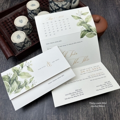 Ngang 395 - Mẫu thiệp lá xanh nhẹ nhàng, hiện đại