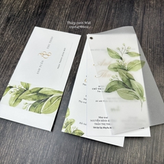 3 lá 395 - Thiệp hoa trắng lá xanh nhẹ nhàng