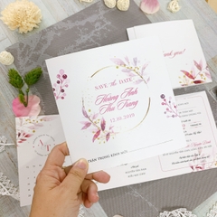 114 Vuông - Thiệp hoa sắc hồng nhẹ nhàng, hiện đại