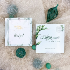 094 Vuông - Thiệp họa tiết hoa lá xanh phong cách mùa hè