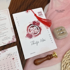 PB rút 454 - Thiệp chữ hỷ đỏ phong cách truyền thống