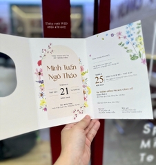 Oval 459 - Thiệp hoa nhí Vintage sắc hồng tươi tắn