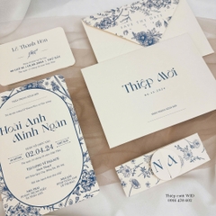 PB 448 - Thiệp họa tiết hoa xanh sang trọng, hiện đại