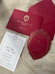 CC 28 - Thiệp phong bì giấy mĩ thuật đỏ sang trọng, kết hợp ép nhũ ánh kim