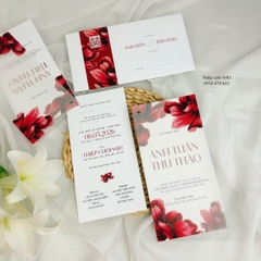 3 lá 512- Thiệp sắc đỏ nổi bật hiện đại