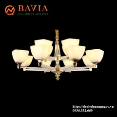 Đèn chùm đồng chao đá BAVIA QN-HT962-F2