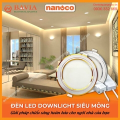 Đèn LED Downlight siêu mỏng viền vàng/ viền bạc Nanoco NSD096G110