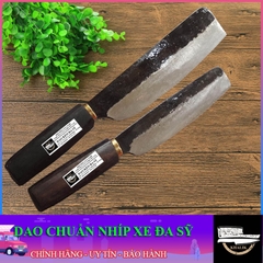 Bộ 02 dao thái bếp Đa Sỹ, (bài thái, chuối bột cán gỗ xoan đen) bằng nhíp xe chuẩn DCB001  - Chính hãng Khánh Linh