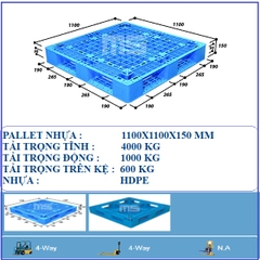 PALLET NHỰA MALAYSIA 1100X1100X150 MM