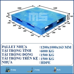 PALLET NHỰA 1200X1000X163 MM