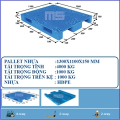 PALLET NHỰA 1300X1100X150 MM