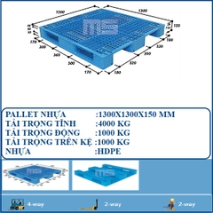 PALLET NHỰA 1300X1300X150 MM