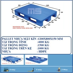 PALLET NHỰA MẶT KÍN 1200X800X150 MM