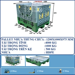 PALLET NHỰA THÙNG CHỨA 1200X1000X975 MM