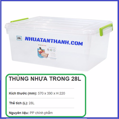 THÙNG NHỰA TRONG 28 LÍT 570X390X220 MM