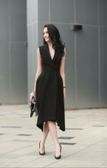 Đầm xoè vest kiểu đuôi cá sang trọng (Đen)