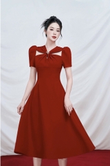 Đầm dự tiệc dáng xoè tay con cut out vai sang trọng Alvin Store 2950 (Đỏ)