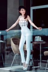 Áo Quần Ngọc Trinh Kiểu Áo Ống Quần Ôm Lưng Cao (Trắng)