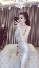 Đầm ôm body kiểu lệch vai chéo tà