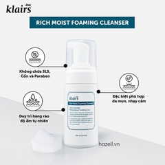 Sữa rửa mặt Dear, Klairs Rich Moist Foaming Cleanser 100ml - HÀNG NHẬP KHẨU