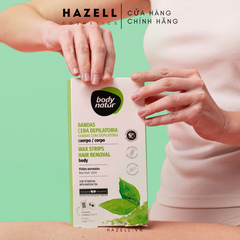 Miếng wax lông cơ thể cho da thường Body Natur Wax Strips Hair Removal Body Normal Skin 16+2 Wipes - HÀNG NHẬP KHẨU