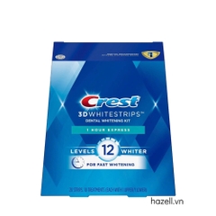 Miếng dán trắng răng Crest 3D Whitestrips 1 Hour Express Levels 12 Whiter