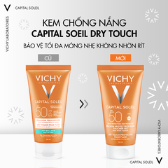 Kem chống nắng Vichy Capital Soleil Emulsion Toucher Sec SPF 50 50ml (kẻ xanh dương)