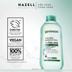 Nước tẩy trang Garnier Micellar Exfoliating Water 1% PHA + AHA ( Xanh lá ) - HNK