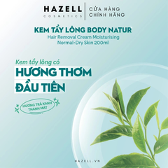 Kem tẩy lông cho da thường/khô Body Natur Hair Removal Cream Moisturising Normal-Dry Skin 200ml - HÀNG NHẬP KHẨU