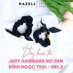 Dây Buộc Tóc Jary Hairband Nơ Đen Đính Ngọc Trai - HB1