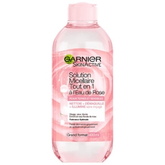 Tẩy trang Garnier Skin Active Solution Micellaire Tout en 1 à l'Eau de Rose - 400ml (hồng nhạt)