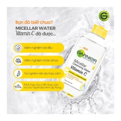 Nước tẩy trang Garnier Micellar Cleansing Water Vitamin C For Dull & Sensitive Skin 400ml (Vàng chanh)