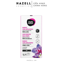 Miếng wax lông vùng bikini và nách Body Natur Hair Removal Wax Strips Brazilian Waxing Bikini And Underarms 8+4+2 Wipes - HÀNG NHẬP KHẨU