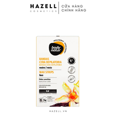 Miếng wax lông vùng mặt Body Natur Wax Strips Face Sensitive Skin 12+2 Wipes - HÀNG NHẬP KHẨU